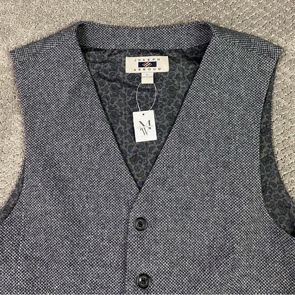 NWT Joseph Abboud Tweed Waistcoat Vest Men’s Large Gray Wool Blend - Picture 2 of 11